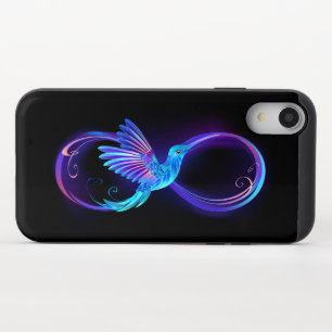 Neon Infinity Symbol with Glowing Hummingbird iPhone XR Slider Case