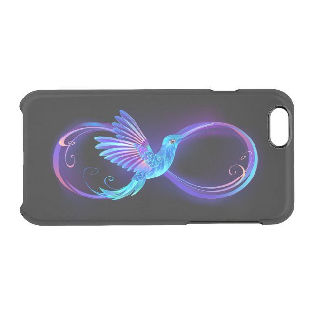 Neon Infinity Symbol with Glowing Hummingbird Uncommon iPhone Case (Back Horizontal)