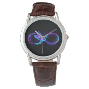 Neon Infinity Symbol with Glowing Hummingbird Watch