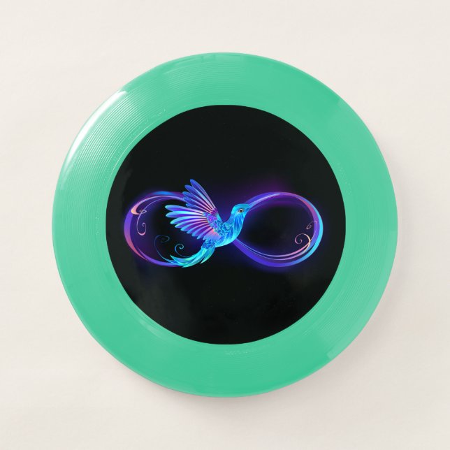 Neon Infinity Symbol with Glowing Hummingbird Wham-O Frisbee (Front)