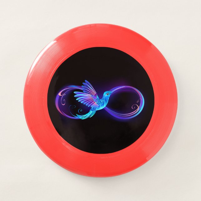 Neon Infinity Symbol with Glowing Hummingbird Wham-O Frisbee (Front)