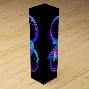 Neon Infinity Symbol with Glowing Hummingbird Wine Box