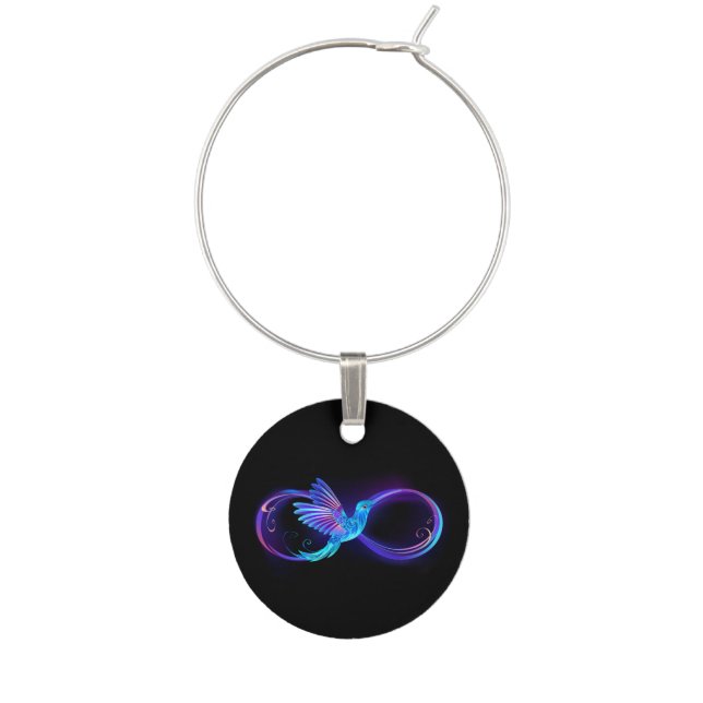 Neon Infinity Symbol with Glowing Hummingbird Wine Charm (First Charm)