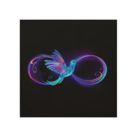 Neon Infinity Symbol with Glowing Hummingbird