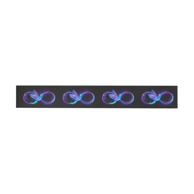 Neon Infinity Symbol with Glowing Hummingbird Wrap Around Address Label (Individual)