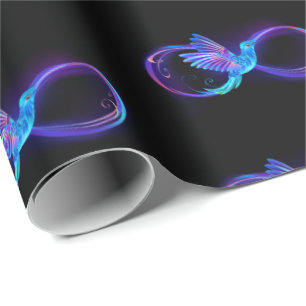 Neon Infinity Symbol with Glowing Hummingbird Wrapping Paper