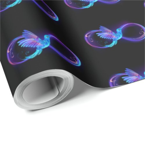 Neon Infinity Symbol with Glowing Hummingbird Wrapping Paper