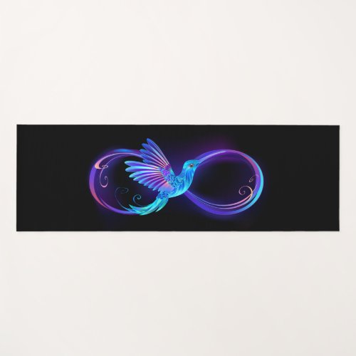 Neon Infinity Symbol with Glowing Hummingbird Yoga Mat