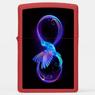 Neon Infinity Symbol with Glowing Hummingbird Zippo Lighter