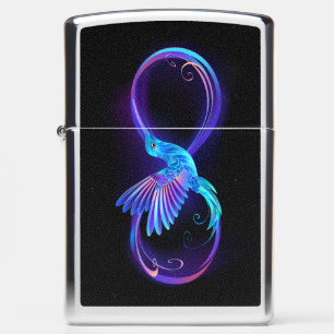 Neon Infinity Symbol with Glowing Hummingbird Zippo Lighter