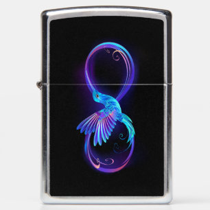 Neon Infinity Symbol with Glowing Hummingbird Zippo Lighter