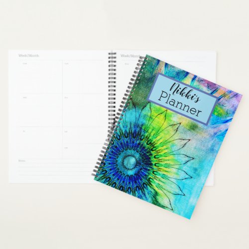 Neon Ink Sunflower Personalized Planner