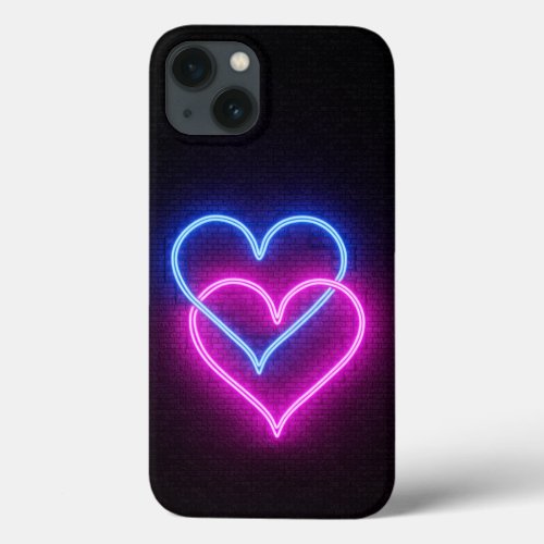 Neon intertwined hearts colors 2 iPhone 13 case