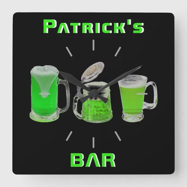 Neon Irish Pub Bar Sign Clock Personalized Mancave Zazzle
