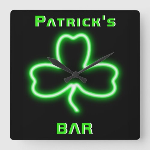 Neon Irish Pub Bar Sign Clock Shamrock Beer Named