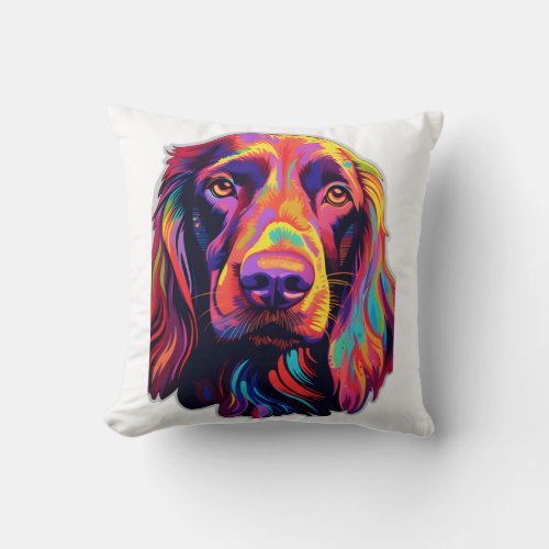 Neon Irish Setter   Throw Pillow