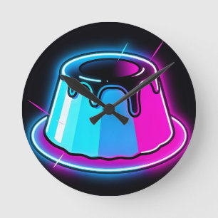 Neon Jelly Glow Dessert Art Round Clock