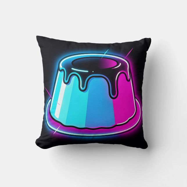 Neon Jelly Glow Dessert Art Throw Pillow (Front)