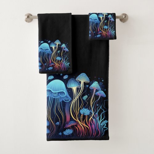 Neon Jellyfish Bath Towel Set