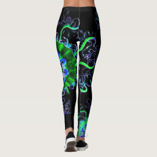 Neon Jellyfish Mandala Yoga Pants Running