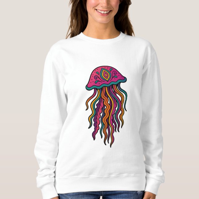 Neon Jellyfish Trippy Women's Sweatshirt (Front)
