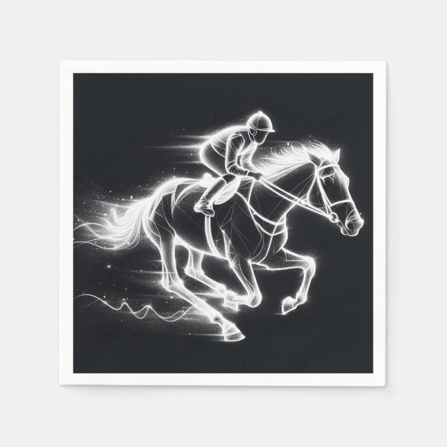 Neon Jockey On a Galloping Horse Napkins (Front)