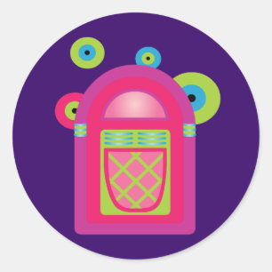 Neon Jukebox Classic Round Sticker