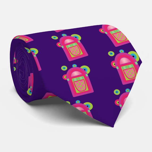 Neon Jukebox Neck Tie (Rolled)
