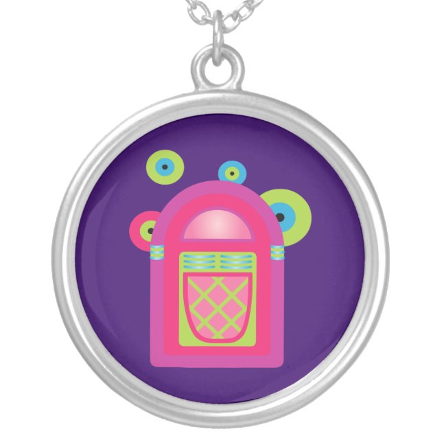 Neon Jukebox Silver Plated Necklace (Front)