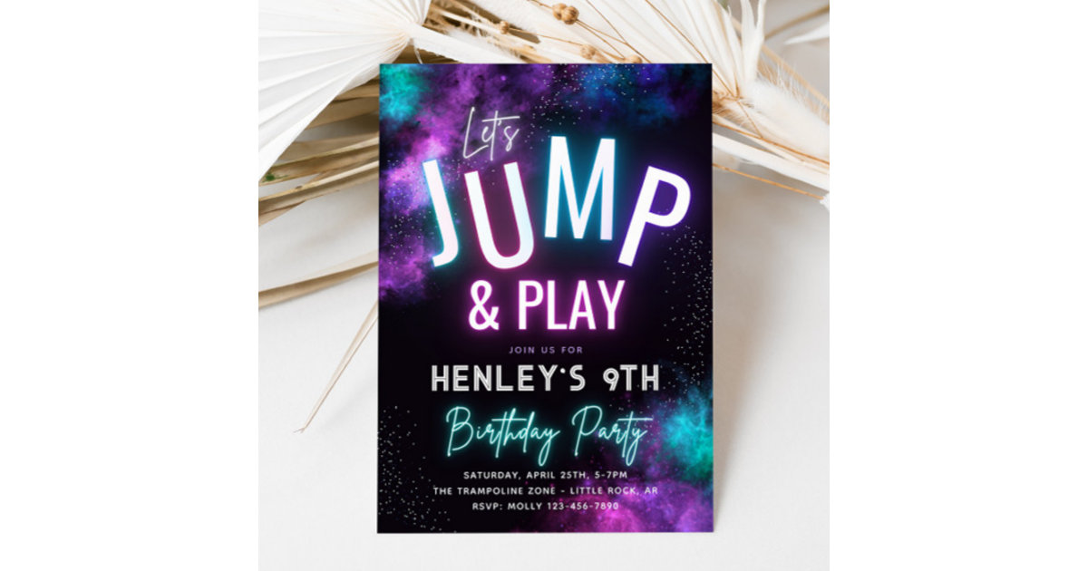 Neon Jump Invitation | Trampoline Party | Zazzle