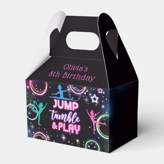 Neon Jump Tumble Play Birthday Party Favor Box (Front Side)