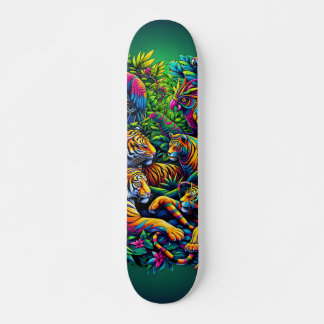 Neon Jungle Animals Psychedelic Colorful Bold Art  Skateboard