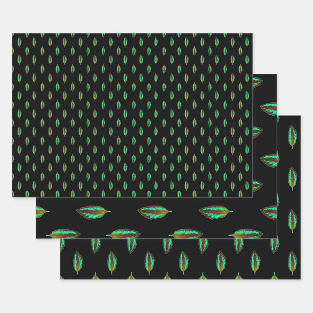 Neon Jungle Colorful Leaf Wrapping Paper Sheets (Set)