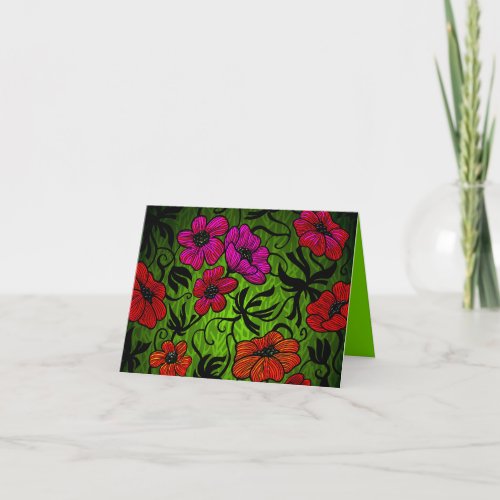 Neon Jungle Flowers _ Personalized Thanks Thank You Card