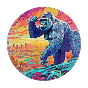Neon Jungle Gorilla Urban Fantasy Cutting Board