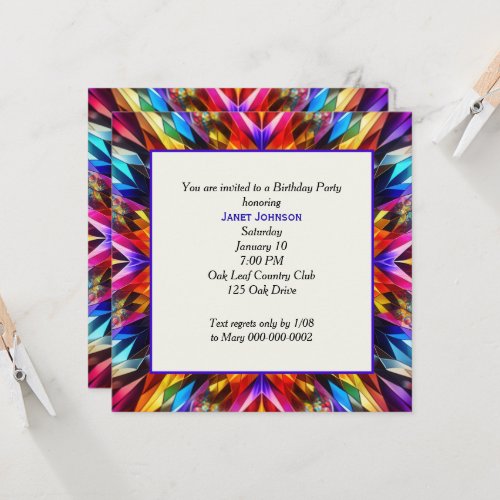 Neon Kaleidoscope Brithday Party Invitation