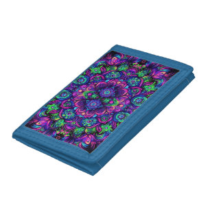 Neon Kaleidoscope Burst Tri-fold Wallet