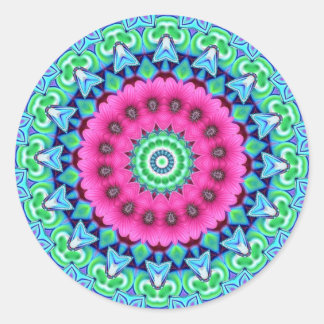 Neon Kaleidoscope Design Classic Round Sticker