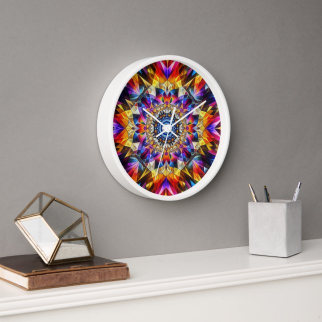 Neon Kaleidoscope Design Clock (Office)