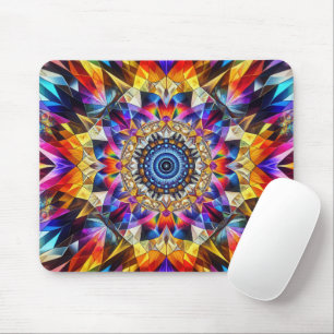 Neon Kaleidoscope Design Mouse Pad
