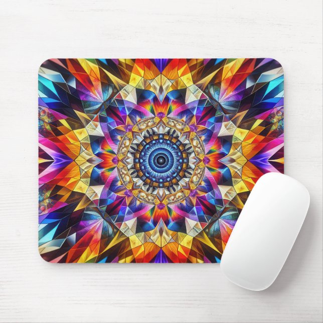 Neon Kaleidoscope Design Mouse Pad (With Mouse)