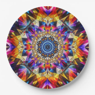Neon Kaleidoscope Design Paper Plates