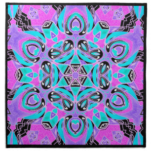 Neon kaleidoscope , mandala cloth napkin