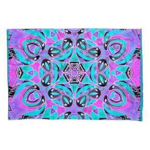 Neon kaleidoscope , mandala  pillow case