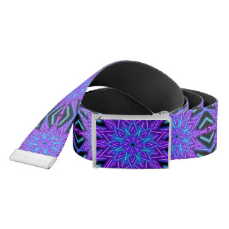 neon kaleidoscopic star / black reversible belt