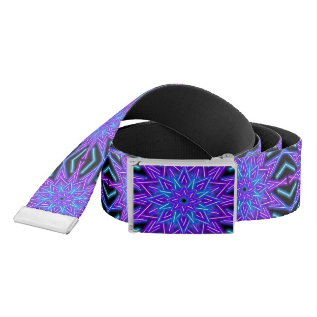neon kaleidoscopic star / black reversible belt (Snake)