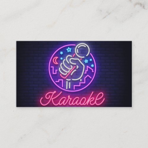 Neon Karaoke Bar Business Card