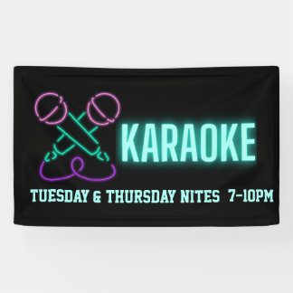 Neon Karaoke Mics and Text Custom Banner