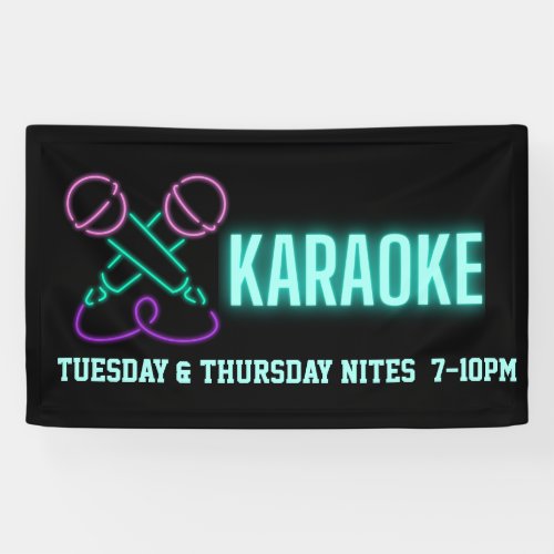 Neon Karaoke Mics and Text  Custom Banner