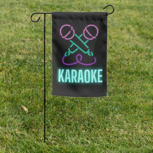 Neon Karaoke Mics and Text Outdoor Garden Flag